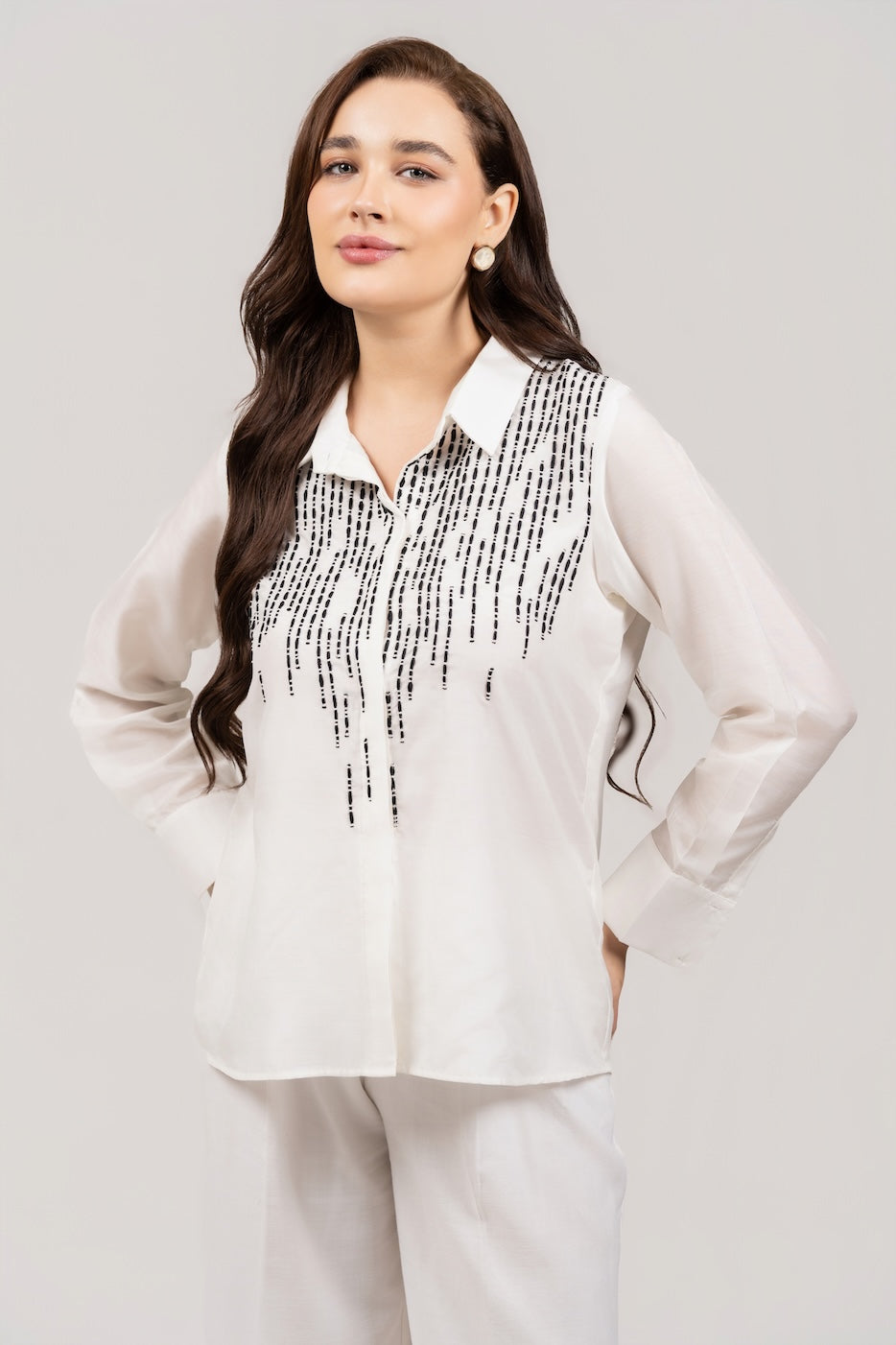 Buy Blanche White Threadwork Shirt | Dori Embroidery – Mirane Atelier
