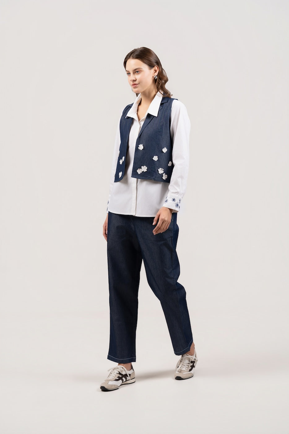 Fleur Denim Vest With Shirt