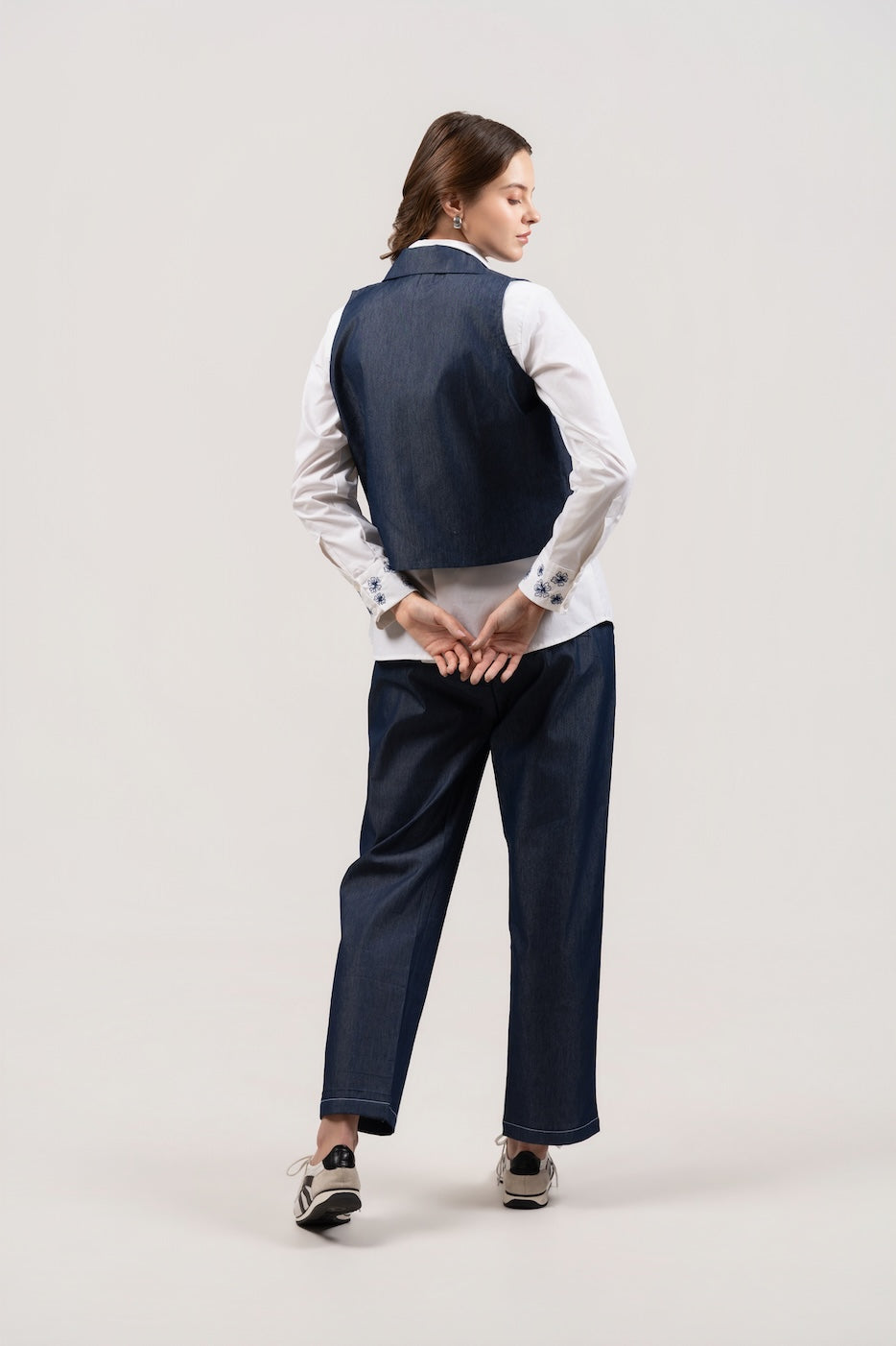 Fleur Denim Vest With Shirt